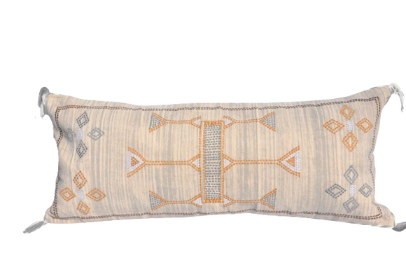 Kantha Embroidered Lumbar Pillow with insert