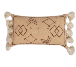 Embroidered and Tasselled Lumbar Cushion Cover
